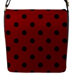 Polka Dots - Black on Dark Red Flap Closure Messenger Bag (S)