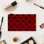 Polka Dots - Black on Dark Red Cosmetic Bag (S)
