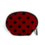 Polka Dots - Black on Dark Red Accessory Pouch (Small)