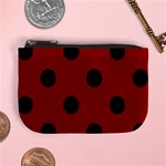 Polka Dots - Black on Dark Red Mini Coin Purse