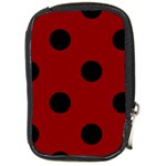 Polka Dots - Black on Dark Red Compact Camera Leather Case