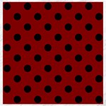 Polka Dots - Black on Dark Red Canvas 20  x 20 