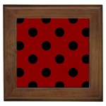 Polka Dots - Black on Dark Red Framed Tile
