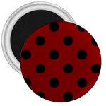 Polka Dots - Black on Dark Red 3  Magnet
