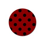 Polka Dots - Black on Dark Red Magnet 3  (Round)
