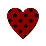 Polka Dots - Black on Dark Red Magnet (Heart)