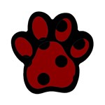 Polka Dots - Black on Dark Red Magnet (Paw Print)