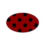 Polka Dots - Black on Dark Red Sticker Oval (10 pack)