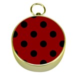 Polka Dots - Black on Dark Red Gold Compass