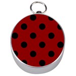 Polka Dots - Black on Dark Red Silver Compass