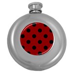 Polka Dots - Black on Dark Red Hip Flask (5 oz)