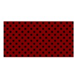 Polka Dots - Black on Maroon Red Satin Shawl