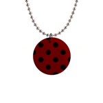 Polka Dots - Black on Maroon Red 1  Button Necklace