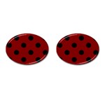 Polka Dots - Black on Maroon Red Cufflinks (Oval)