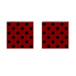 Polka Dots - Black on Maroon Red Cufflinks (Square)