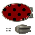 Polka Dots - Black on Maroon Red Money Clip (Oval)