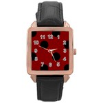 Polka Dots - Black on Maroon Red Rose Gold Leather Watch