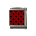 Polka Dots - Black on Maroon Red Italian Charm (13mm)