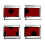 Polka Dots - Black on Maroon Red 9mm Italian Charm (4 pack)