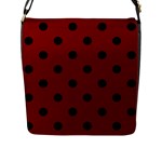 Polka Dots - Black on Maroon Red Flap Closure Messenger Bag (L)