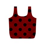 Polka Dots - Black on Maroon Red Full Print Recycle Bag (S)