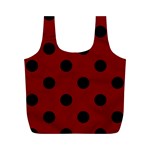 Polka Dots - Black on Maroon Red Full Print Recycle Bag (M)