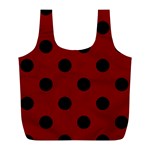 Polka Dots - Black on Maroon Red Full Print Recycle Bag (L)