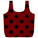 Polka Dots - Black on Maroon Red Full Print Recycle Bag (XL)