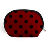 Polka Dots - Black on Maroon Red Accessory Pouch (Medium)