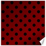 Polka Dots - Black on Maroon Red Canvas 12  x 12 