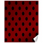 Polka Dots - Black on Maroon Red Canvas 16  x 20 