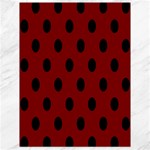Polka Dots - Black on Maroon Red Canvas 18  x 24 