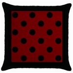 Polka Dots - Black on Maroon Red Throw Pillow Case (Black)