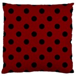 Polka Dots - Black on Maroon Red Large Cushion Case (One Side)