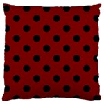 Polka Dots - Black on Maroon Red Standard Flano Cushion Case (One Side)