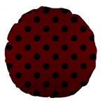 Polka Dots - Black on Maroon Red Large 18  Premium Flano Round Cushion