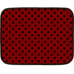 Polka Dots - Black on Maroon Red Fleece Blanket (Mini)