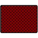 Polka Dots - Black on Maroon Red Fleece Blanket (Large) (One Side)