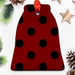 Polka Dots - Black on Maroon Red Ornament (Bell)