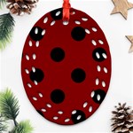 Polka Dots - Black on Maroon Red Oval Filigree Ornament (Two Sides)