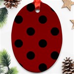 Polka Dots - Black on Maroon Red Ornament (Oval)