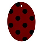 Polka Dots - Black on Maroon Red Oval Ornament (Two Sides)