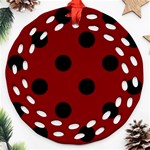 Polka Dots - Black on Maroon Red Ornament (Round Filigree)