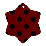 Polka Dots - Black on Maroon Red Ornament (Snowflake)