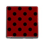 Polka Dots - Black on Maroon Red Memory Card Reader (Square)