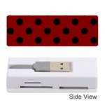 Polka Dots - Black on Maroon Red Memory Card Reader (Stick)