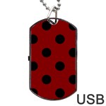 Polka Dots - Black on Maroon Red Dog Tag USB Flash (Two Sides)