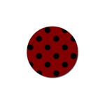 Polka Dots - Black on Maroon Red Golf Ball Marker