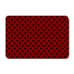 Polka Dots - Black on Maroon Red Small Doormat