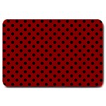 Polka Dots - Black on Maroon Red Large Doormat